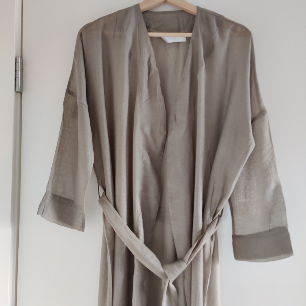 Silk Robe - Olive Grey/Green